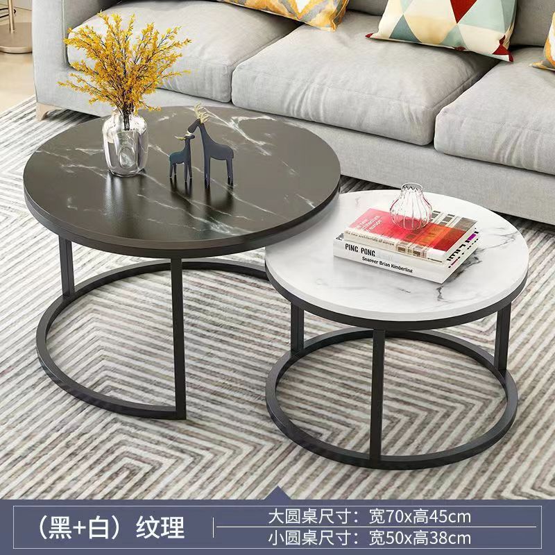 茶几轻奢现代小户型客厅家用圆形桌简约大理石is意式创意铁艺茶桌|undefined
