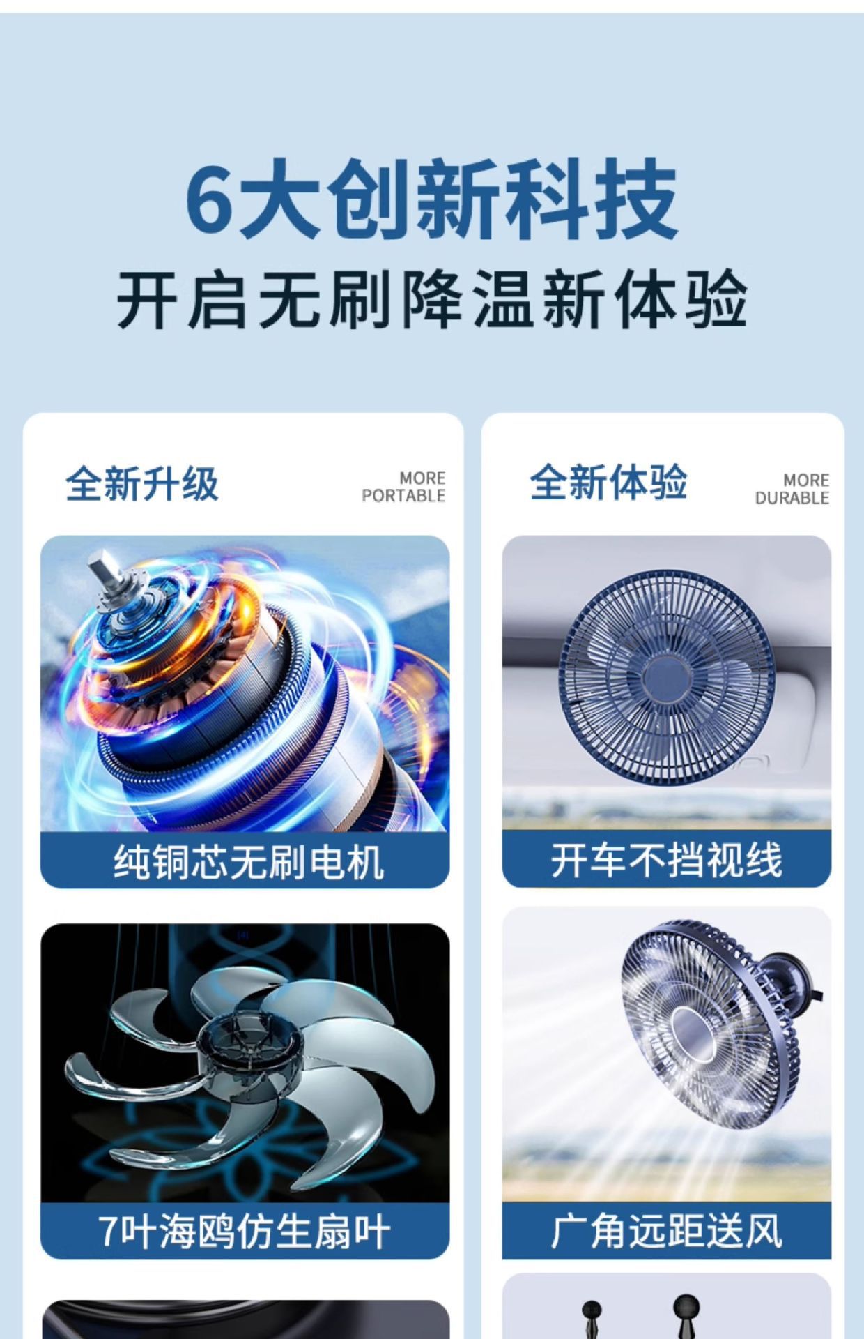 New Silent Special Brushless Motor Car Electric Fan Car Fan Ceiling Fan 12V24V Large Truck Universal