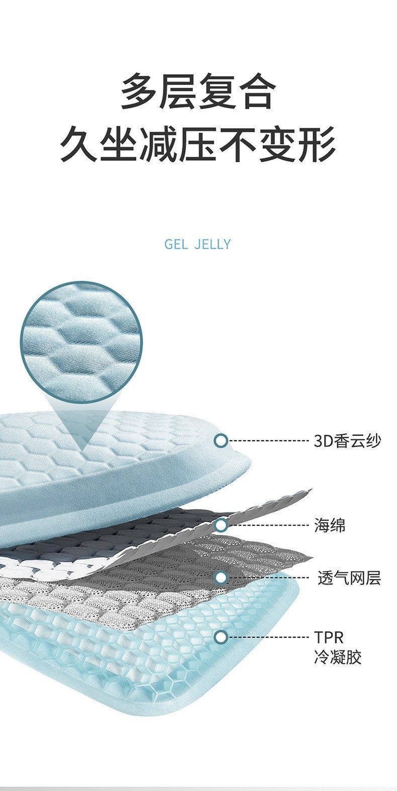 Car Seat Cushion Summer Gel Single Driver Passenger Seat