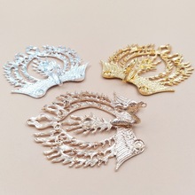 DIY古风合金立体火凤凰挂件凤冠头饰新娘发钗手工材料批发1876