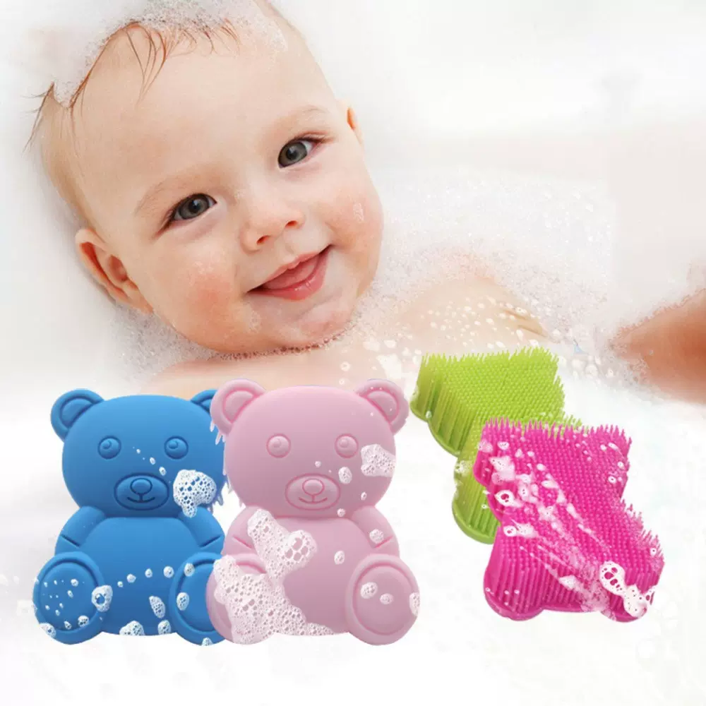 新款小熊洗头神器沐浴刷 宝宝触觉按摩刷子硅胶洗发搓澡洗澡软刷