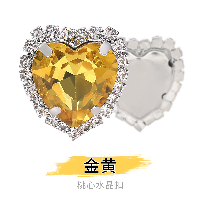 Perforación de garras de borde en forma de corazón transfronterizo Perforación artificial Perforación de diamantes cosidos a mano Adornos de zapatos Accesorios de joyería de ropa Hebilla de cristal de corazón de melocotón