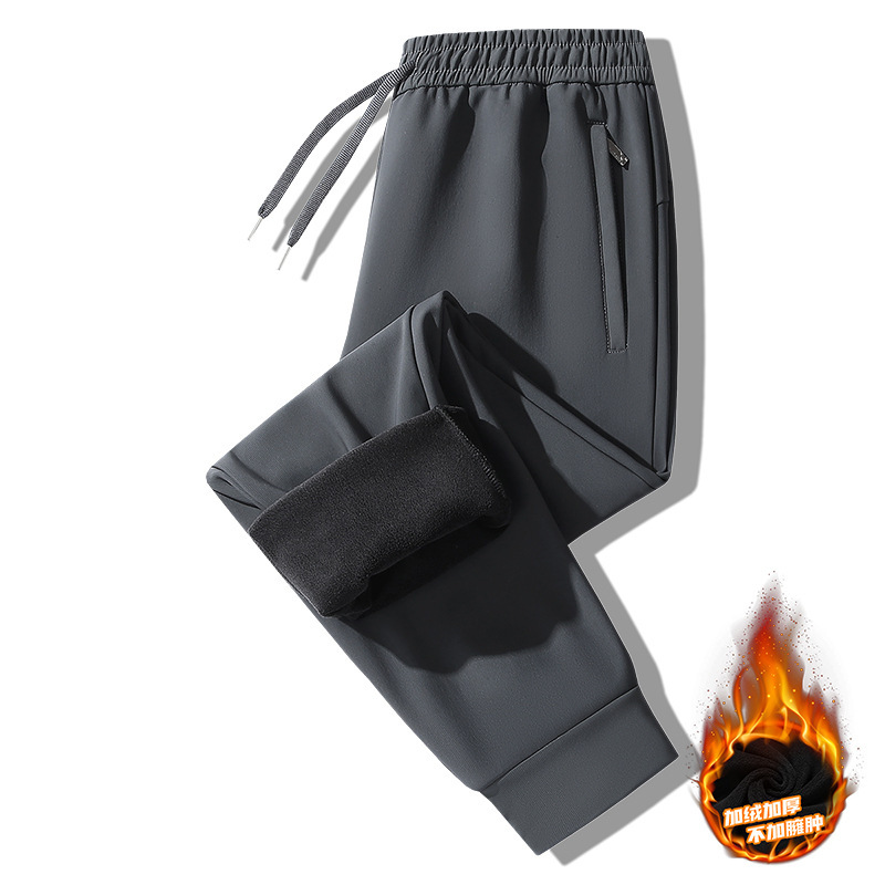 Autumn and Winter Sports Pants Men's Woven Casual Pants Flat Pants Young and Middle-aged fleece-lined Thickened Loose Warm Cotton Pants for Dad Autumn and Winter Sports Pants Men's Woven Casual Pants Flat Pants Young and Middle-aged fleece-lined Thickened Loose Warm Cotton Pants for Dad