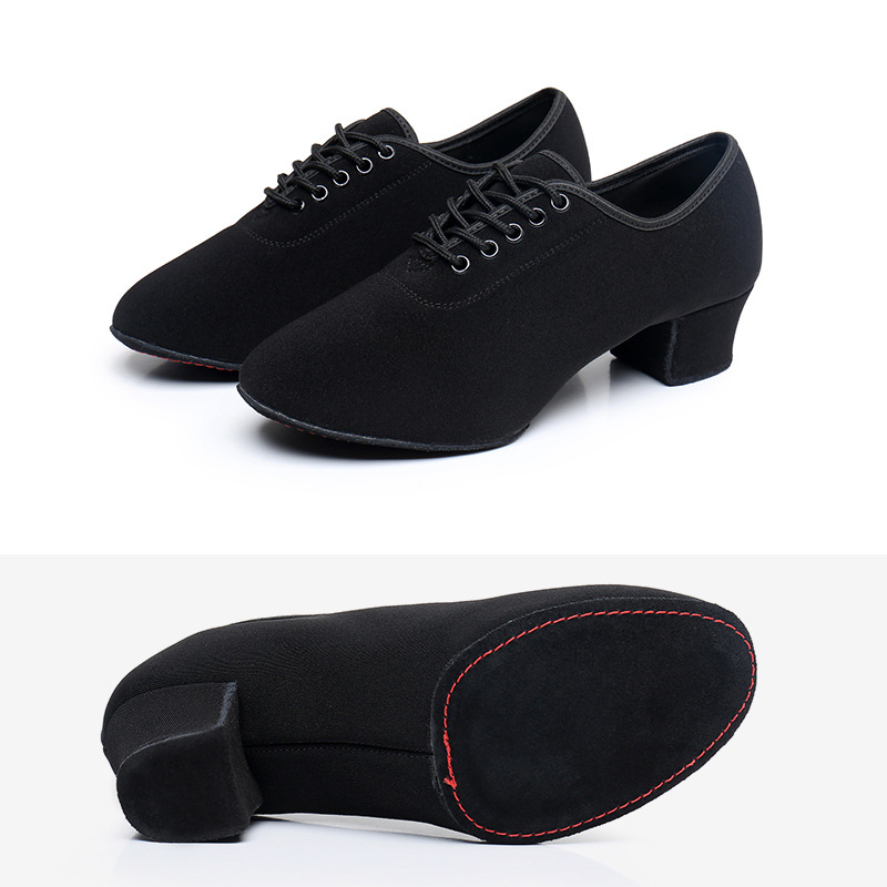 Zapatos de profesor de tacón alto de las mujeres zapatos de baile latino de tela Oxford zapatos de baile de fondo suave profesional zapatos de baile cuadrados de baile de jazz