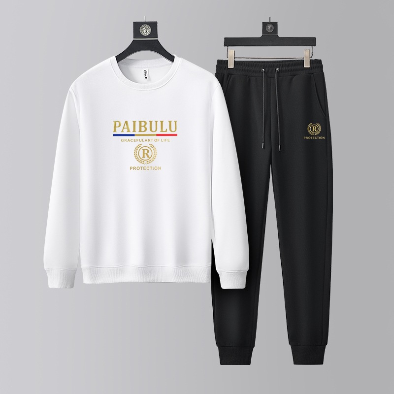 【厂家直销】2024秋季新款男士休闲运动套装圆领卫衣+裤子一套