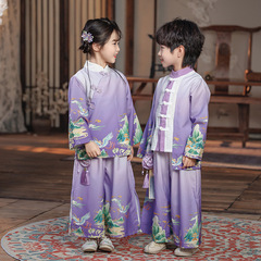 中國風男童漢服女童民國服裝小學生表演服兒童唐裝超仙少爺服春秋