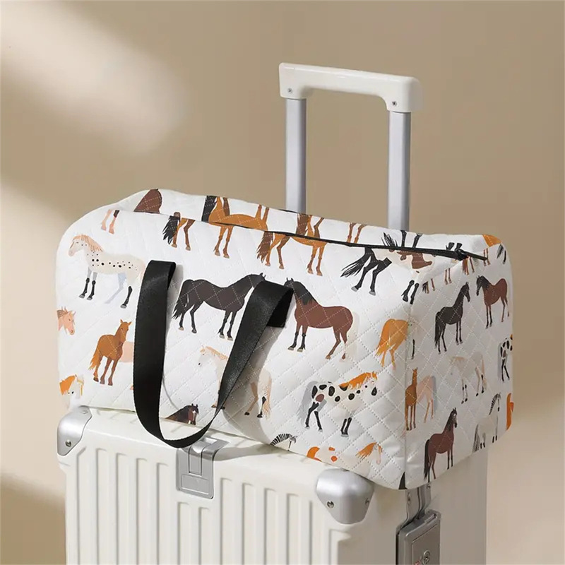 Cross-border exclusive for retro hand-painted horse pattern capacity travel bag with shoes compartment portable travel luggage storage bag