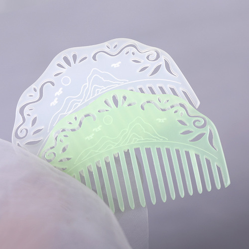 Imitation jade white hair comb, ancient style comb, Hanfu headdress acetate resin comb, cute ancient costume hairpin