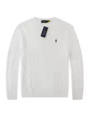 Cross-Border Rl Laffy's Pony Logo Men's and Women's Casual Business Twist Retro Round Neck Long-Sleeved Cable Knit Knitwear
