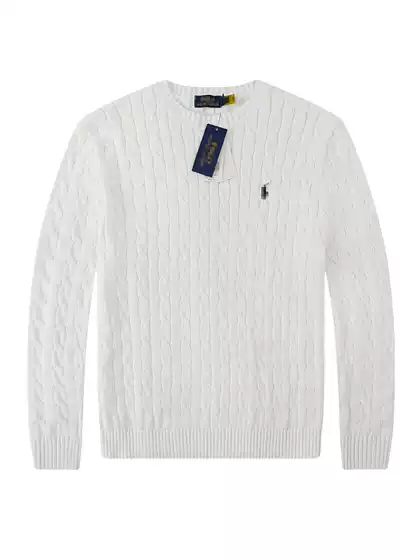 Cross-Border Rl Laffy's Pony Logo Men's and Women's Casual Business Twist Retro Round Neck Long-Sleeved Cable Knit Knitwear