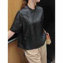 2025夏季新款衬衫香云纱桑蚕丝上衣真丝花萝新中式女装小衫女夏季