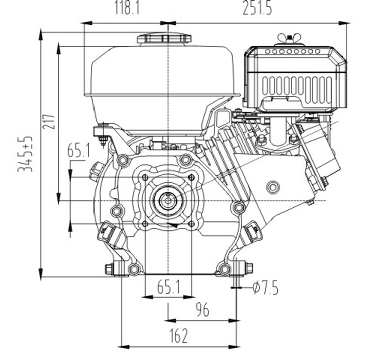Chongqing single-cylinder air-cooled 168F170 Gasoline Engine 7 horsepower small grinder for water pump thread