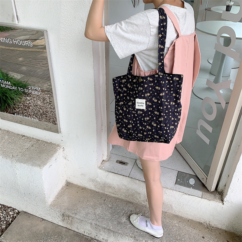 36251 Vintage floral canvas cosmetic bag, large-capacity handbag, women's single-shoulder crossbody bag, tote bag, underarm bag undefined