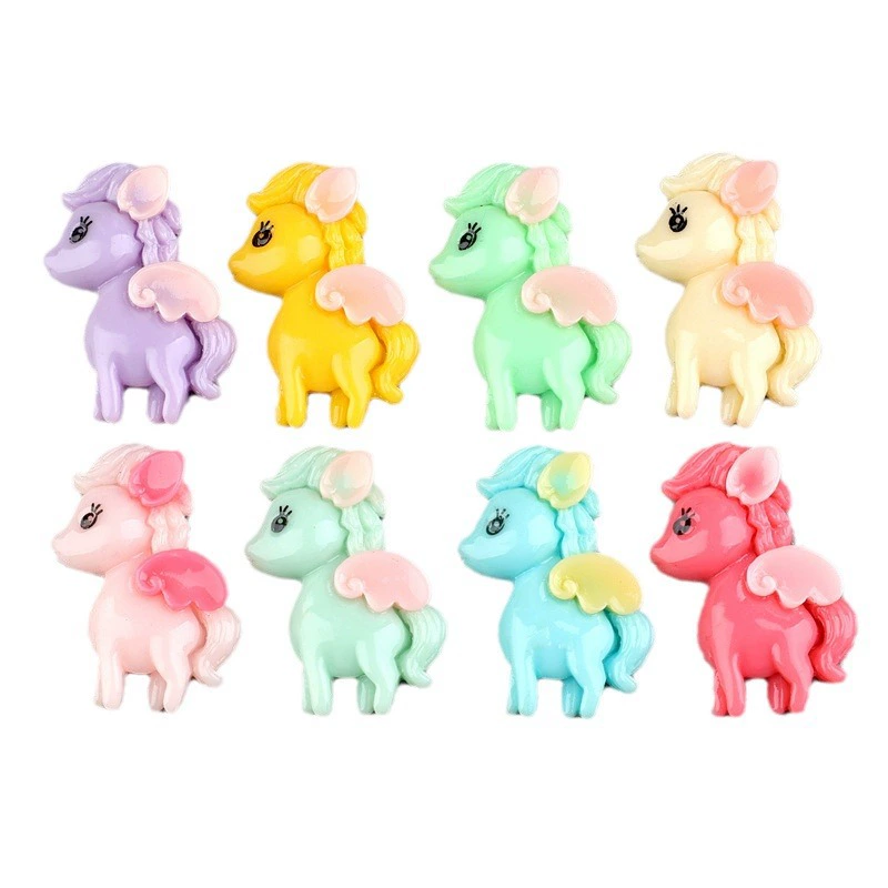 Cartoon pony, cream phone case with accessories, children's hairgrip, material, handmade