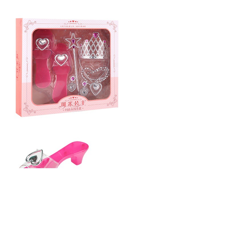 Nuevo conjunto de princesa con corona para niñas, tacones altos, bolso de juego de imitación, accesorios, juguetes bonitos