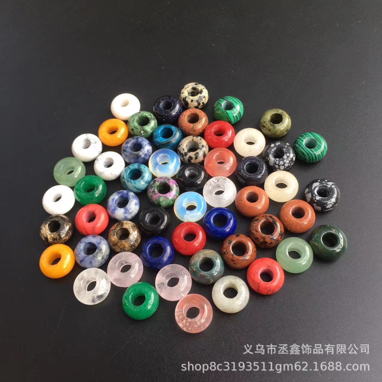 Natural stone large hole beads Tiger Eye Stone abacus beads 7 × 14mm hole 5mm large loose beads spacer beads diy hairpin bracelet hanging