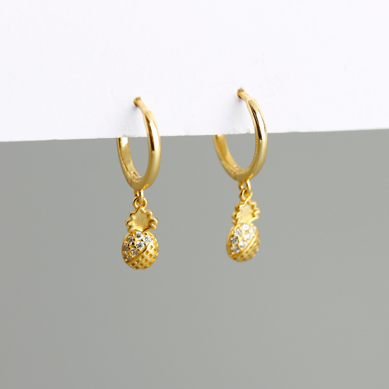 2021 New CrossBorder European and American Ear Clip Affordable Luxury Fashion Diamond PineappleShaped J Fashion Simple Stud Earrings Ear Clip Accessoriespicture11