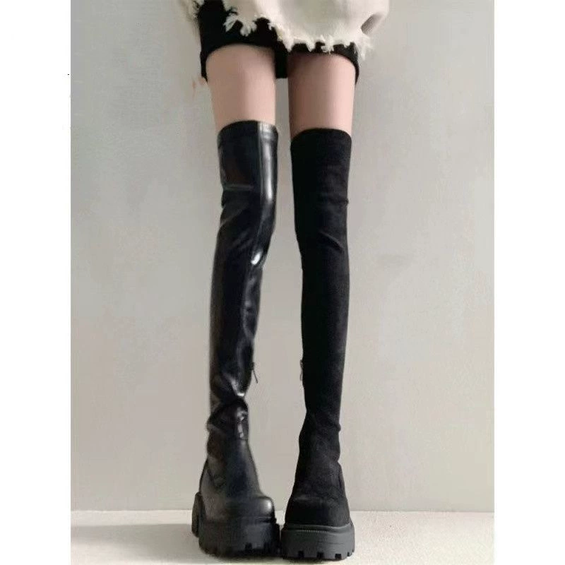 Сапоги выше колена, женские сапоги на толстой подошве, новинка 2024, весенне-осенние высокие рыцарские сапоги, маленькие сапоги