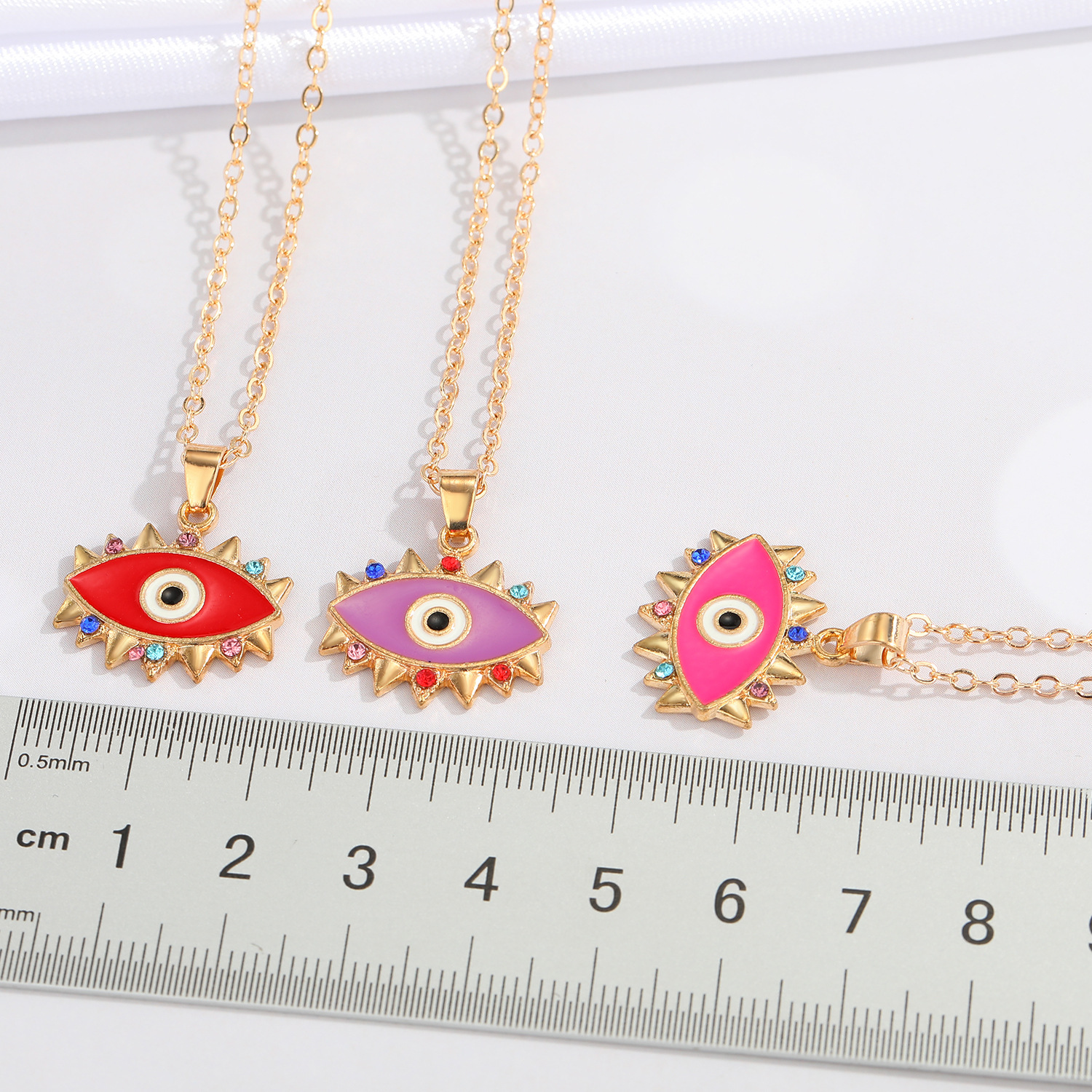 Retro Devilu0027s Eye Color Diamond Pendent Necklace Wholesale Nihaojewelry