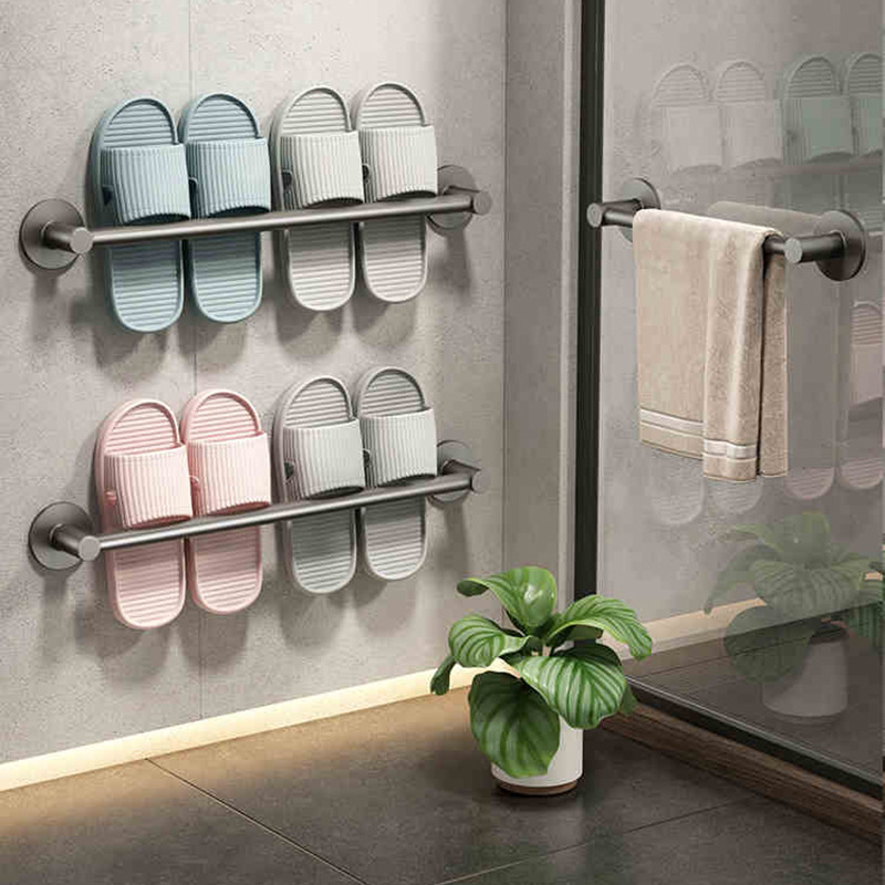 Bathroom drain rack slippers rack punch-free wall-mounted toilet wall toilet shoes storage rack