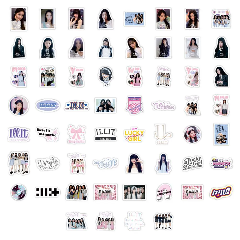 60 наклеек для KPOP Korean girl group ILLIT Ли Вон-хи, Лу Юн-о, творческий звездный периферийный материал наклейки