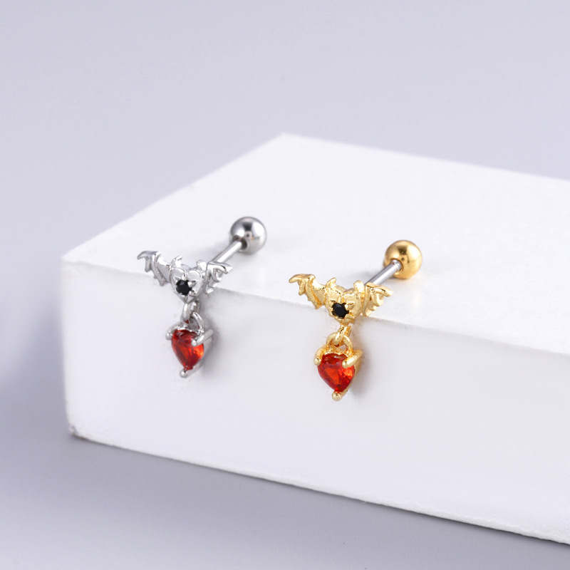Heart Shape Pattern Women'S Gender Fashion Style 1 Piece Ear Cartilage Rings & Studs Fashion Heart Shape 316L Stainless Steel Copper Inlay Zircon
