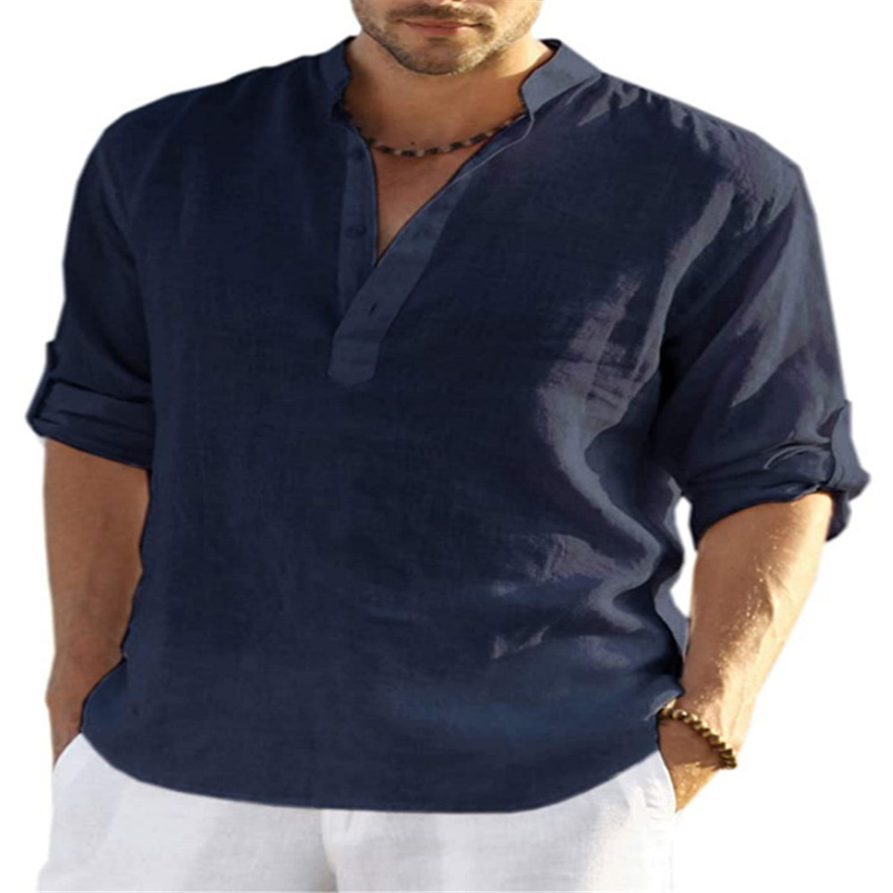 Loose Fit Type Wholesale Men's British Style Solid Color Long Sleeve Men's Tops