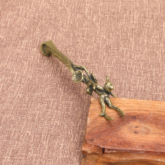 黃銅創意雀上枝頭茶道擺件造型功夫茶防燙黃銅壺叉壺蓋夾配件禮品