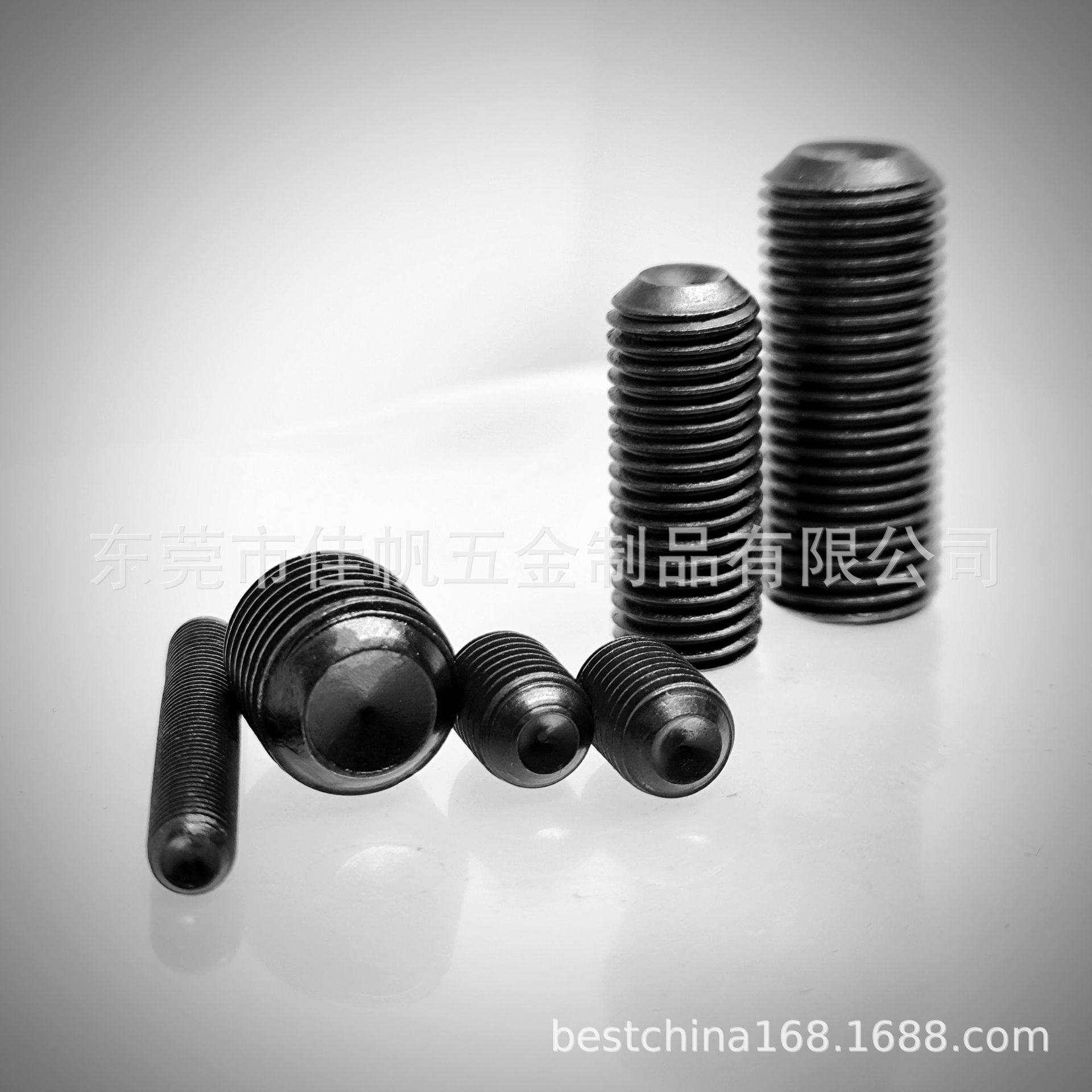 美制12.9级发黑凹端无头紧定机米，汇集2-56到3/8所有长度