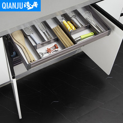 K9HX wholesale pull basket kitchen cabinet built-in drawer type double-layer space aluminum dishes tools pull basket kitchen cabinet pots and bowls