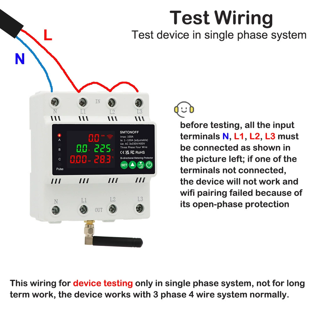 Граффити Smart Life WIFI трехфазный четырехпроводный с реле двунаправленного измерения солнечной энергии, фотоэлектрической