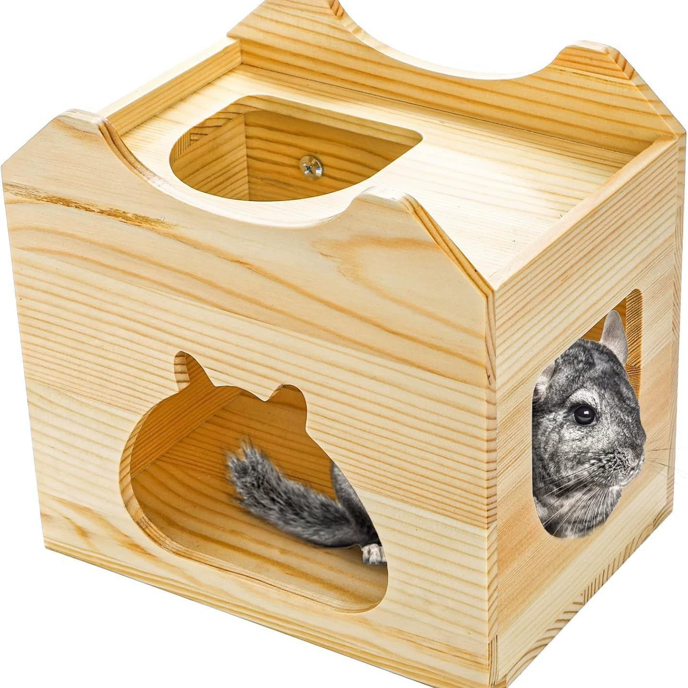 Деревянный домик для мелких питомцев: хомяк, морская свинка, шиншилла, сахарный летучий мышь, белка.