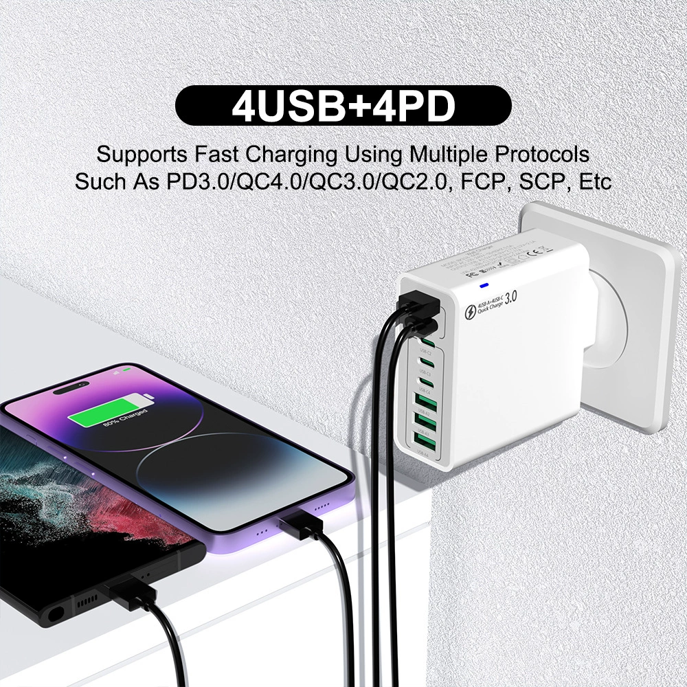 Bid 120Вт 8 портов 4 USB 4Type-C мультимодульная быстрая зарядка для мобильного телефона QC4.0 зарядный разъём