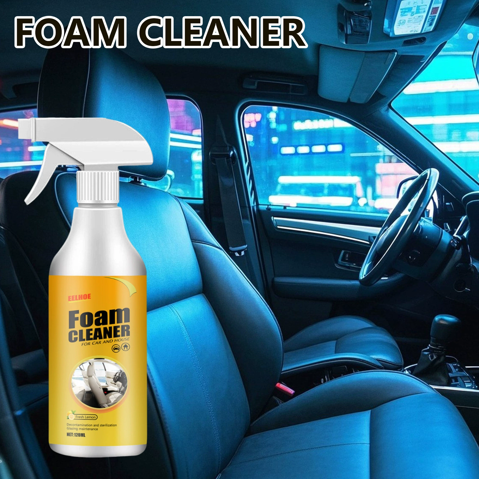 Многофункциональное чистящее средство EELHOE для салона автомобиля: очищает сиденья и интерьер, удаляет пятна, пенный очиститель