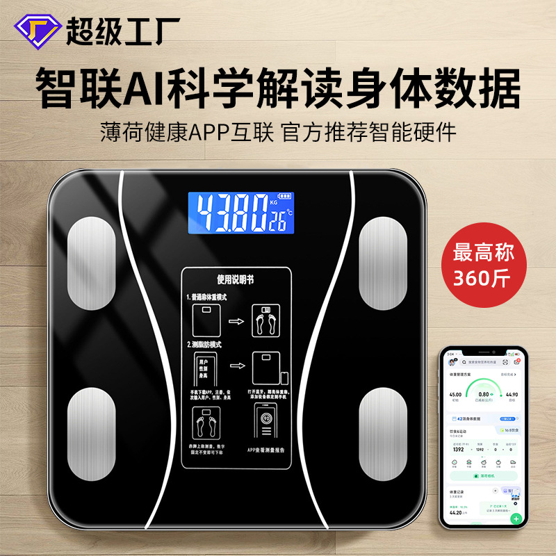 Body Fat Scale Home Smart Accurate Weight Scale Small Rechargeable Weight Loss Human Body Electronic Scale Mint Health Connected