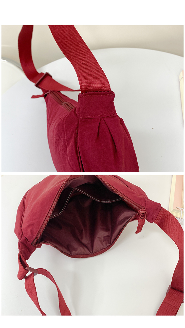 Women's Small Nylon Solid Color Streetwear Sewing Thread Dumpling Shape Zipper Underarm bag 23L display picture 25