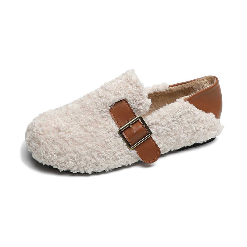 Weiwei Girl 398-69 Birkenfur Shoes Women Wear Fall/Winter Birkenfur Shoes Lamb Wool and Fleece Flat Shoes