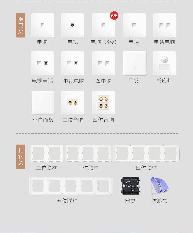 德力西开关插座86型暗装面板一开5带USB电源空调白墙壁插座批发详情20