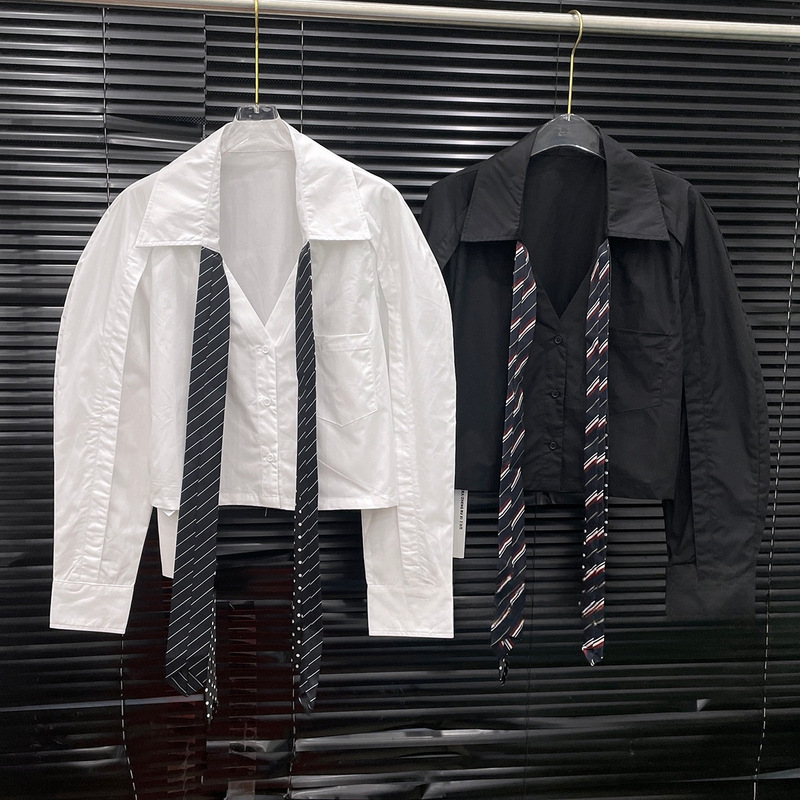 2026 Spring New Style Ins Korean Style Simple Striped Tie College Style Fashion Casual Scarf Versatile Shirt 2026 Spring New Style Ins Korean Style Simple Striped Tie College Style Fashion Casual Scarf Versatile Shirt