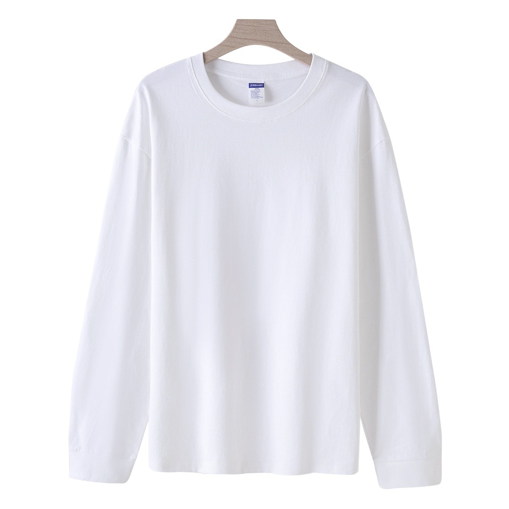 Otoño e Invierno 270g de algodón pesado suelta de manga larga Camiseta de los hombres de la versión grande caída-hombro suéter superior desgaste exterior bottoming camisa moda