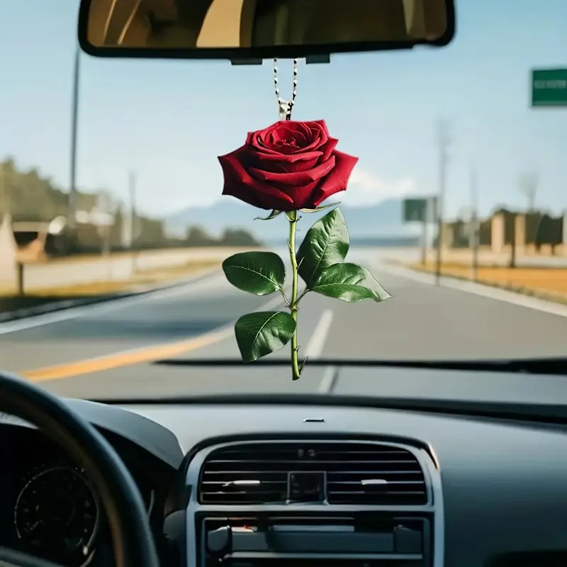 Colgante transfronterizo nuevo día de San Valentín rosa acrílico plano 2D colgante espejo retrovisor de automóvil paquete de regalo de vacaciones image 4