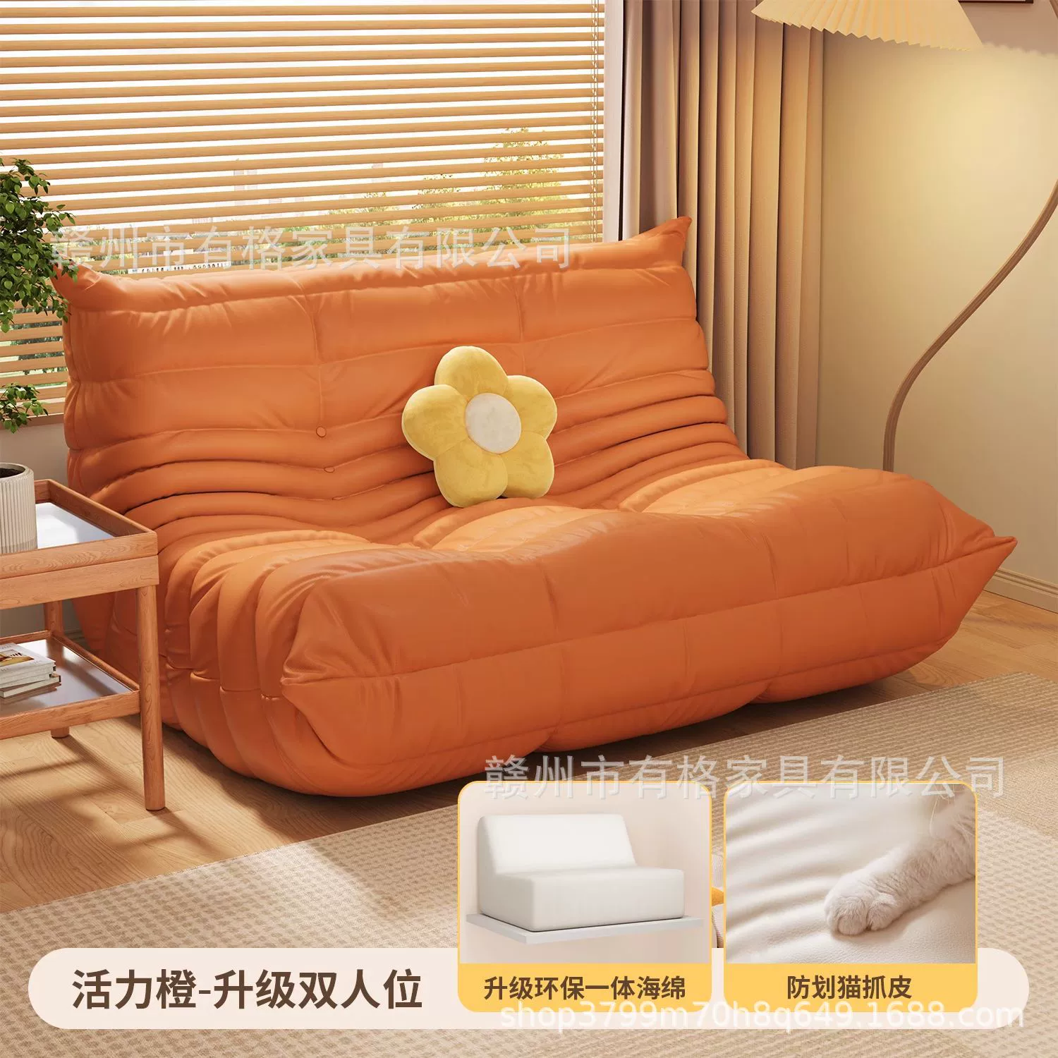 Sofa modern minimalist sponge sofa, cloth upholstery, storage system, multi-size (single–three-seater)