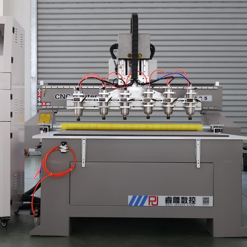 CNC数控雕刻机睿雕数控一拖六多机头浮雕机板式家具雕刻开料打孔