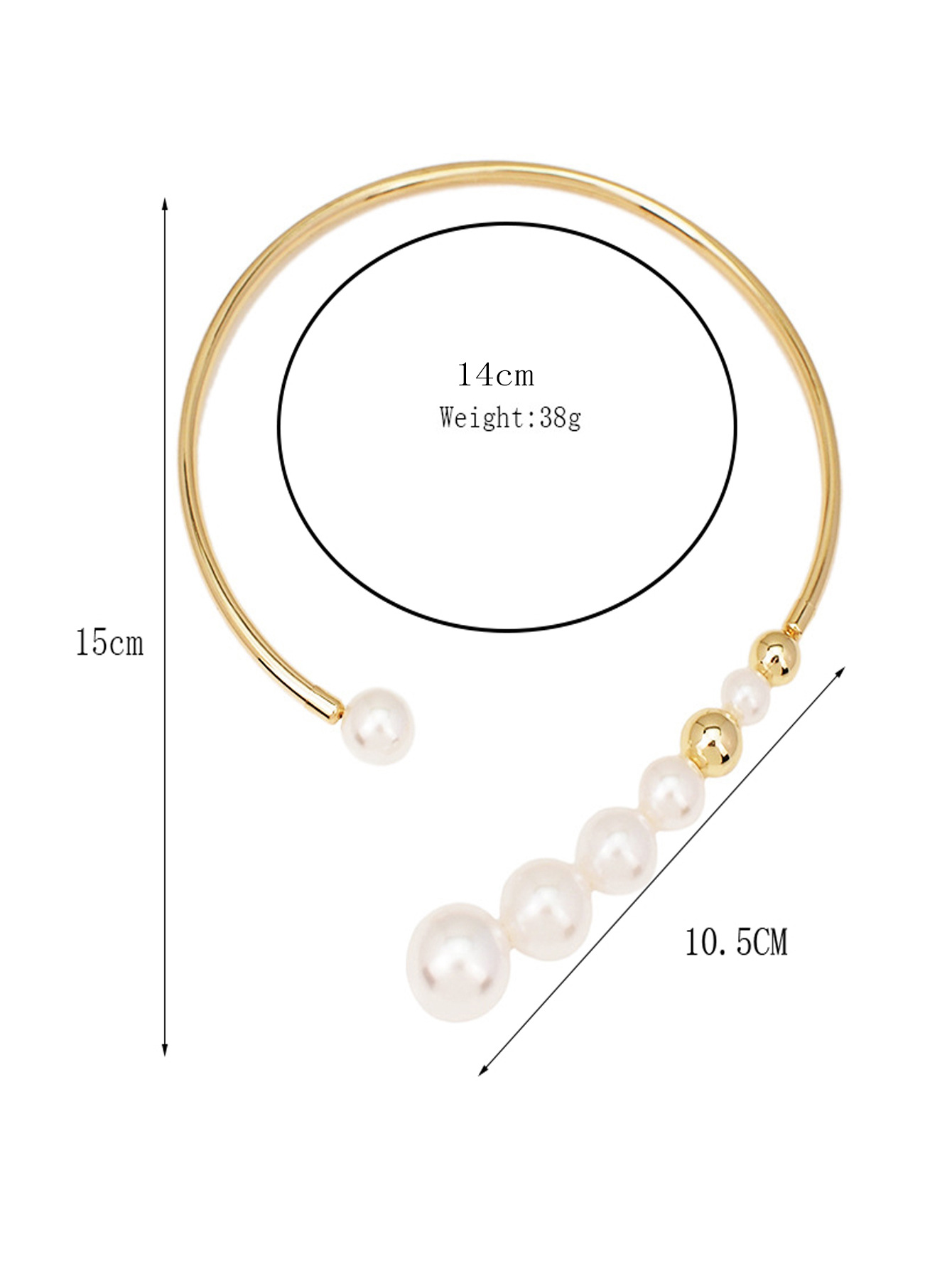 45g Weight 0.03µm Gold Plating Thickness Electroplated Gold Plating Process KC Golden Plated Plating Material Choker Classification Modern Style Classic Style Geometric Artificial Pearl Metal Choker Wholesale