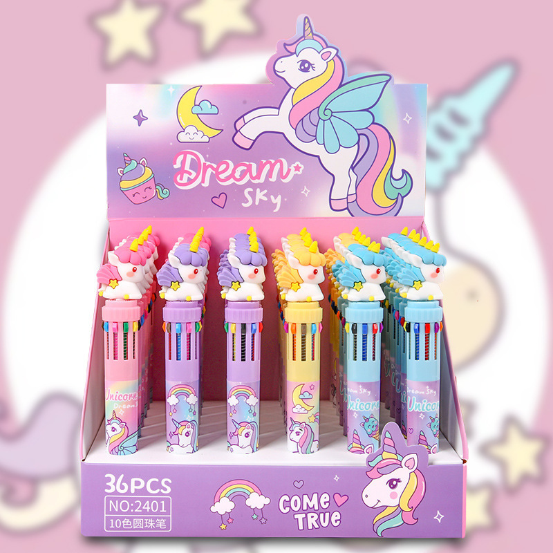 Coreano de dibujos animados lindo mascota colección multi-color pluma linda chica diez colores bolígrafo estudiante diario pluma de color