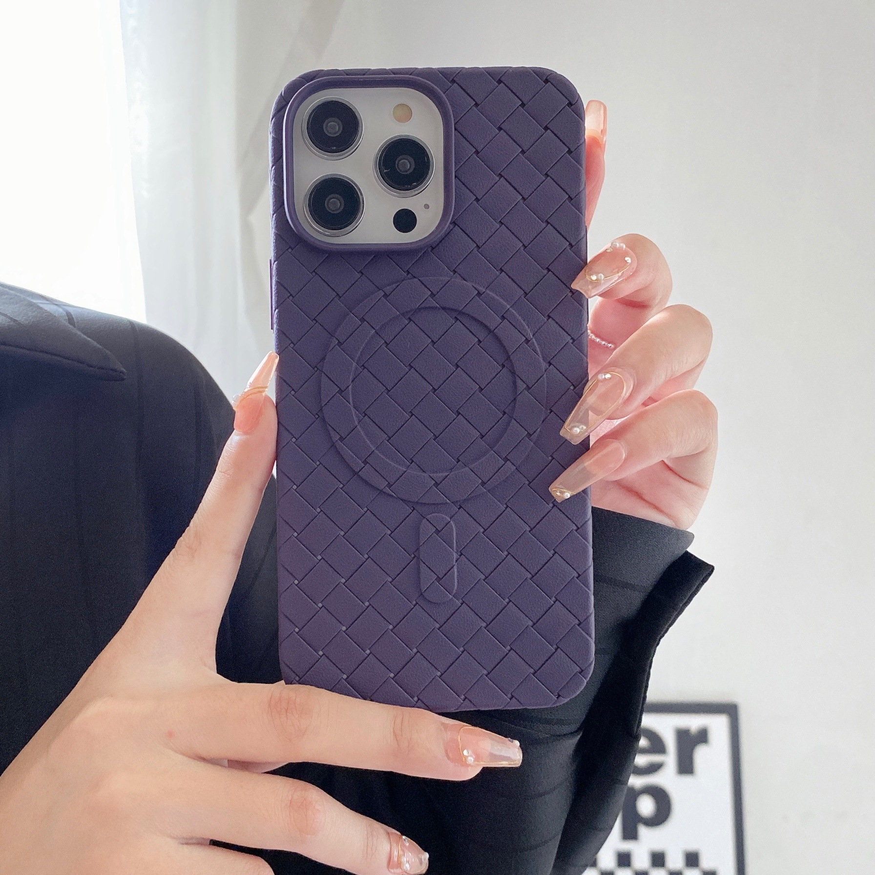 Disipación de calor tejido succión magnética aplicable iPhone14ProMax caja del teléfono móvil de Apple 13 ligero suave caso 12 funda protectora