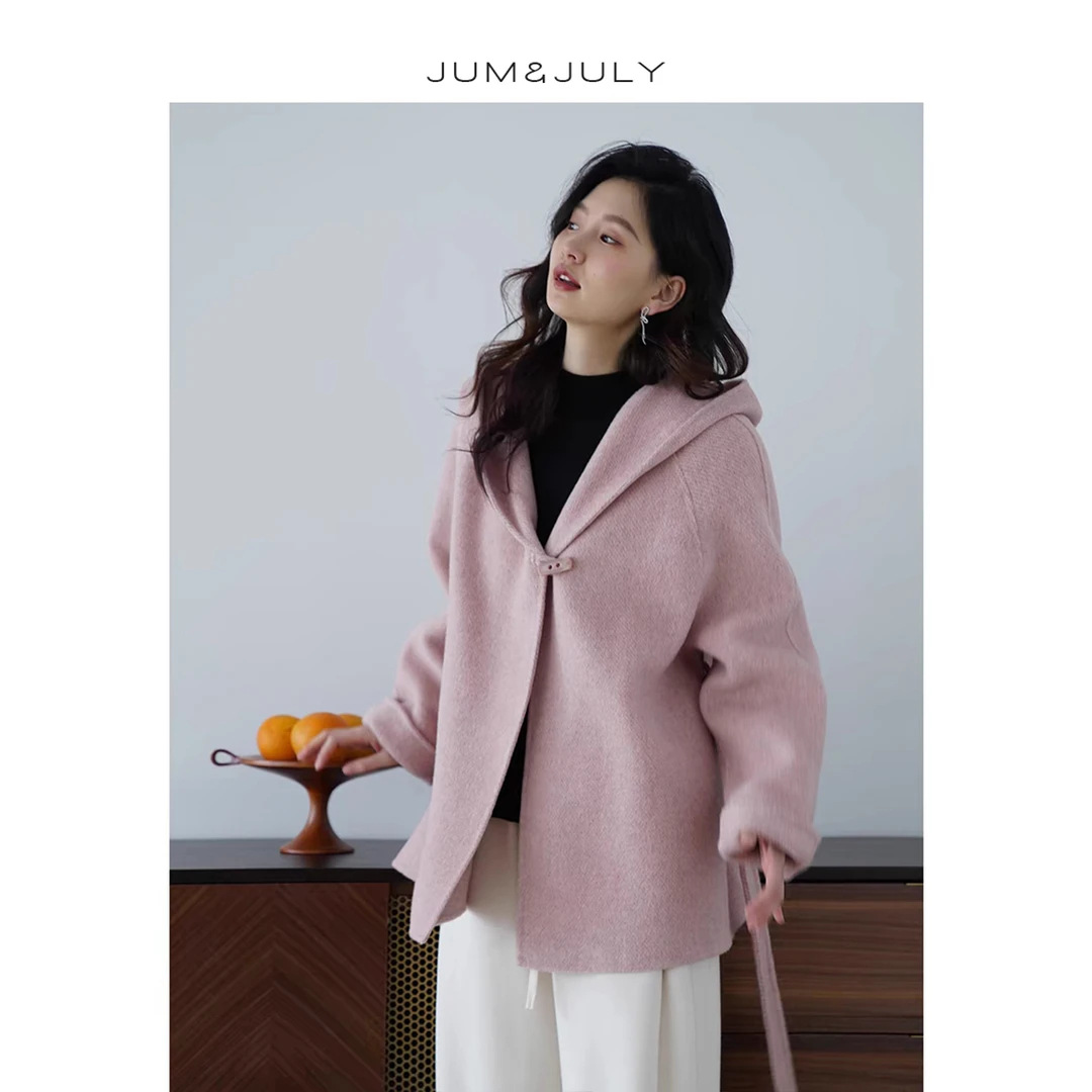 JUM 입기 [겨울로] 후드루스후드 양면 양모 롱으로 한국 쇼트코트