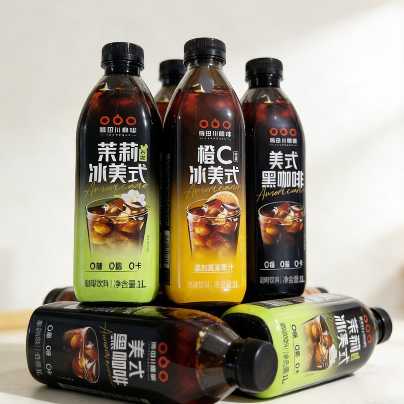 (2 Bottles) Sumida River Ready-To-Drink Coffee Orange C Iced American Black Coffee Special Blend Beverage 1L Large Capacity for Sharing