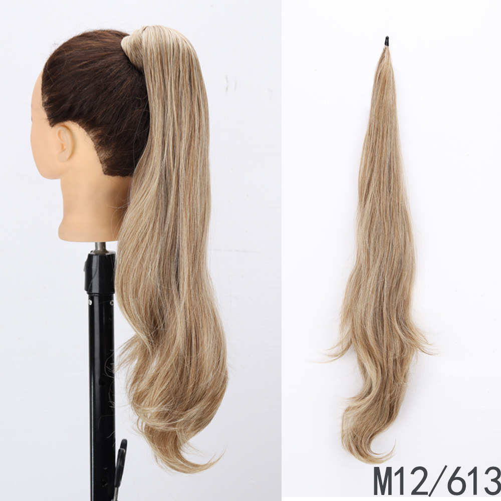 28 pulgadas largas pelucas de cola de caballo europeas y estadounidenses alrededor extensión de cabello de cola de caballo barra de cabello