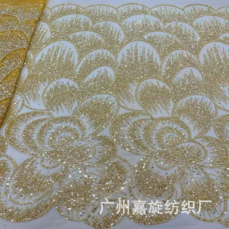 European and American High-End Heavy-Duty Large Flower Wedding Dress Embroidered Lace Fabric Wedding Party Fashion Designer Fabric Wedding